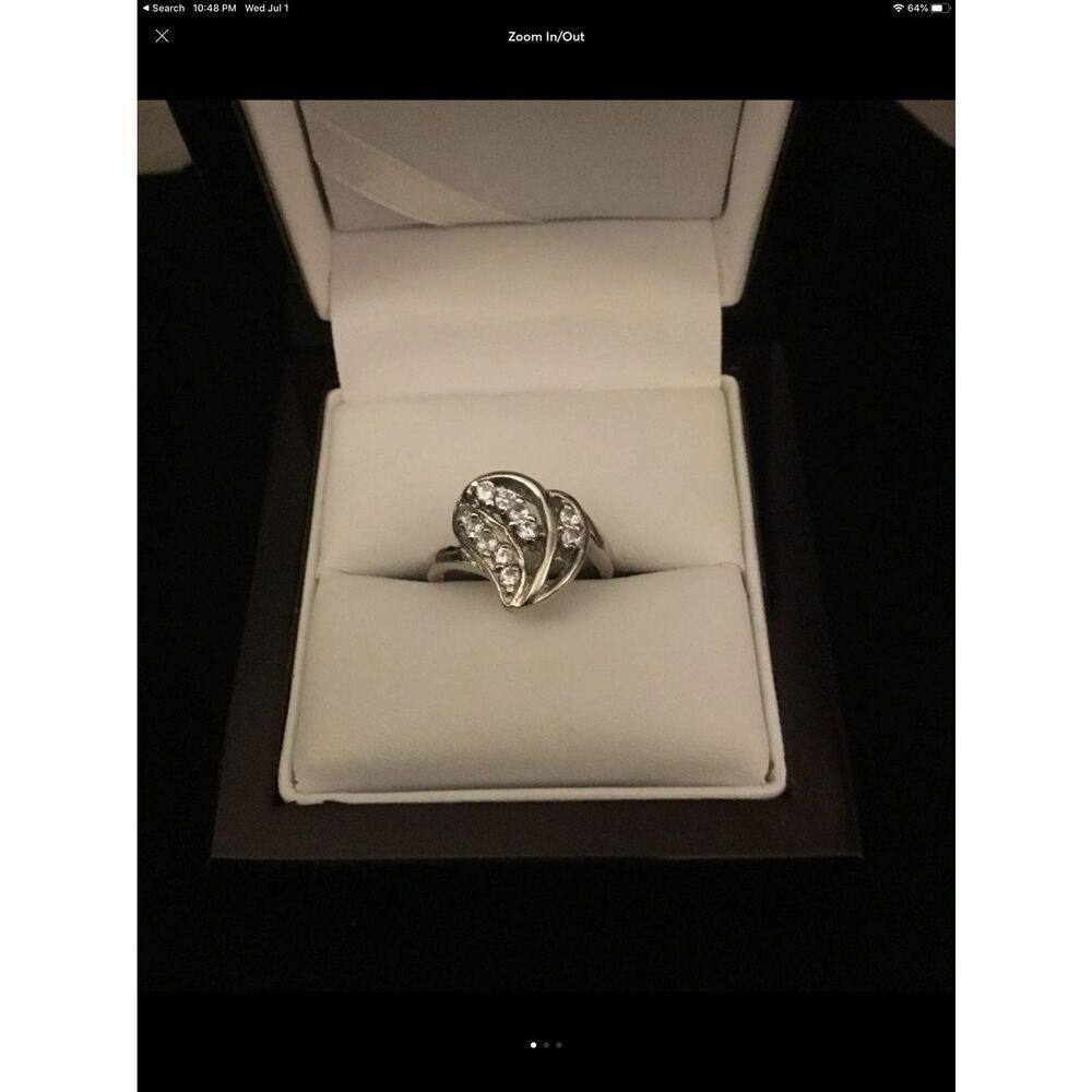 New~Pretty Silver Sim Diamond Heart Swirl Promise Style Ring Sz 6